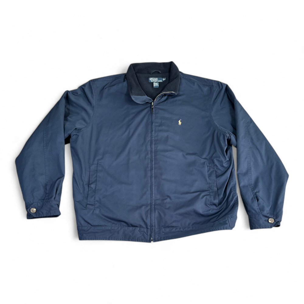 Vintage Polo Ralph Lauren Jacket Adult EXTRA LARGE Blue Fleece Harrington 90s